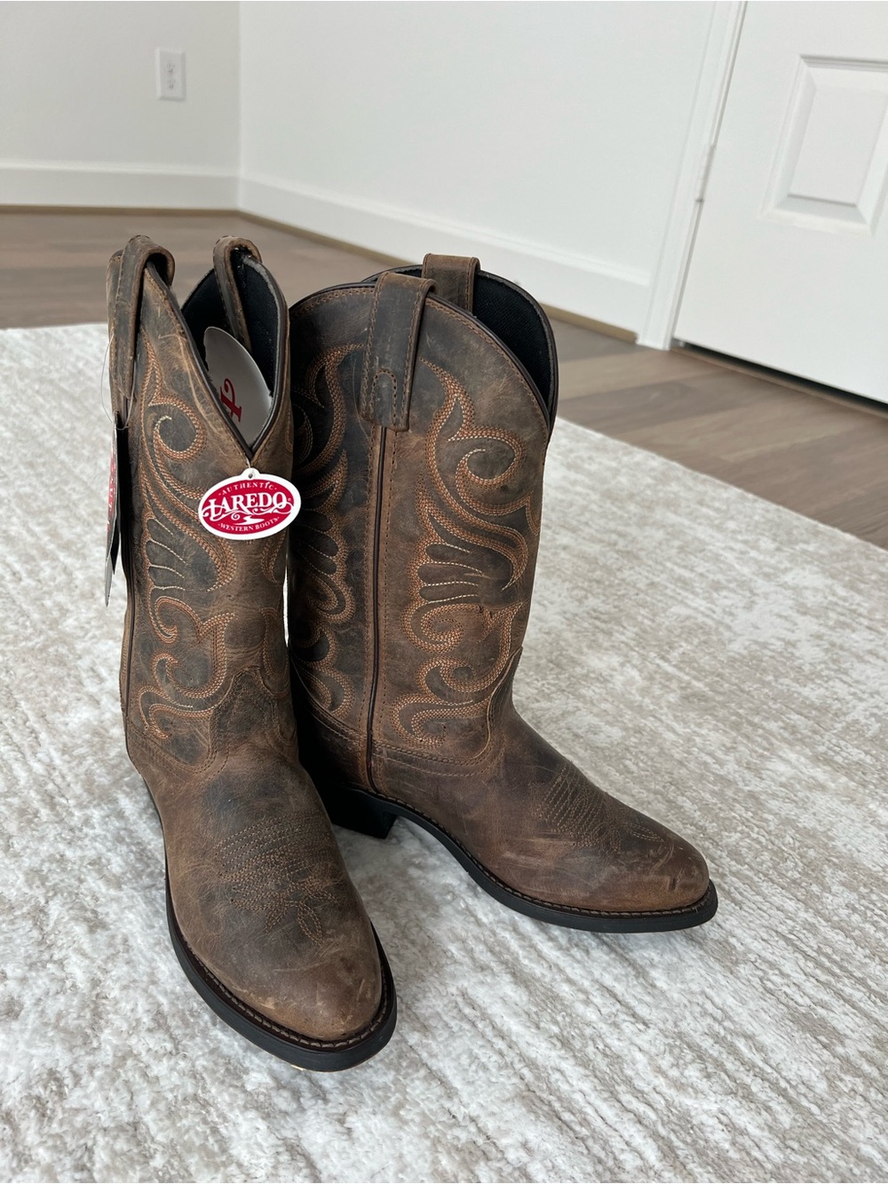 Laredo Brown Distressed Western Heeled Boots